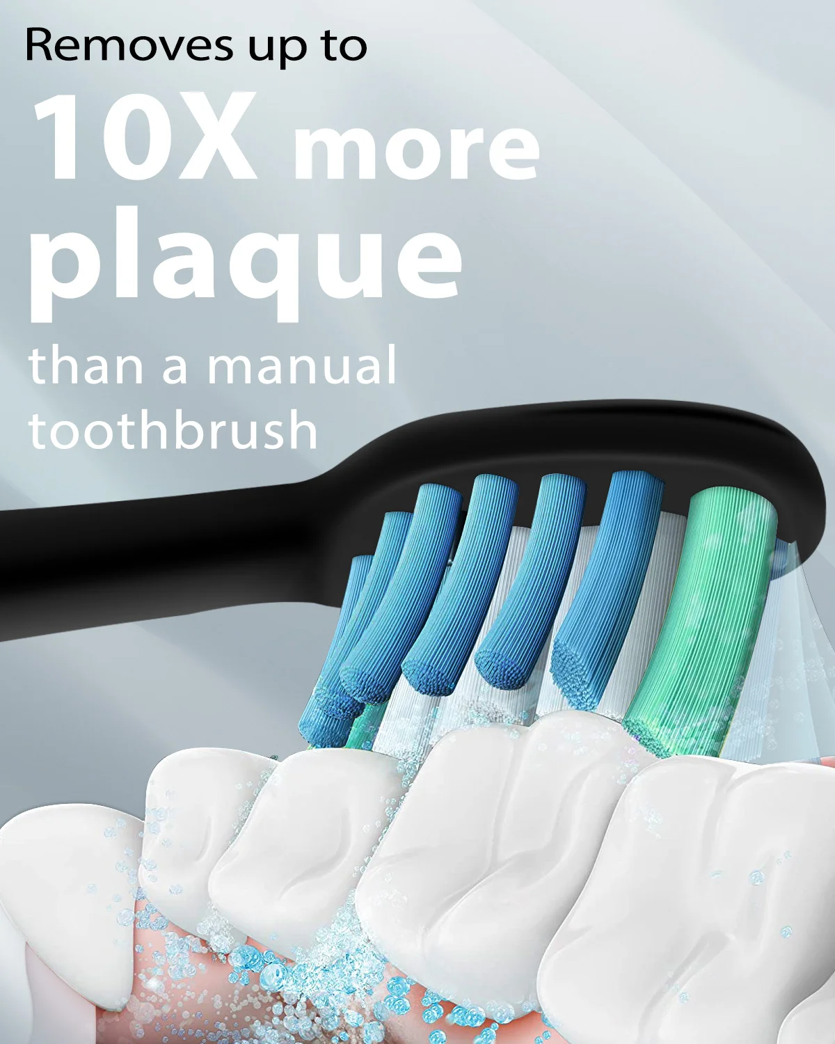 Sonic Powerful Electric Toothbrush with Timer Accepted Rechargeable 5 Modes 3 Cleaning Replacement Heads