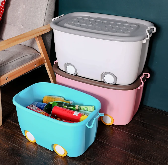 
China Suppliers PP Material Plastic Storage Box With Wheel 