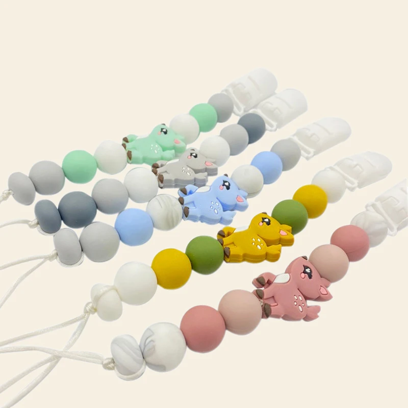 
Silicone Teething Beads Beer Shape Silicone Teether Pacifier Clip Silicone Teething Pacifier Chain 