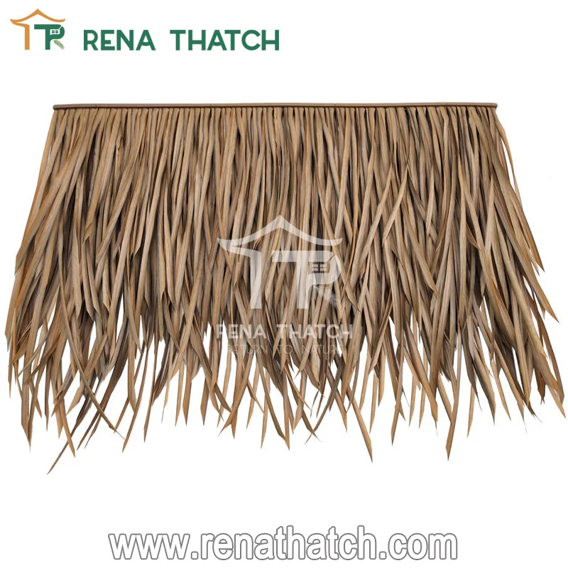Weather Resistant synthetic plastic straw thatch price synthetic palm thatch artificial palm tiki thatch