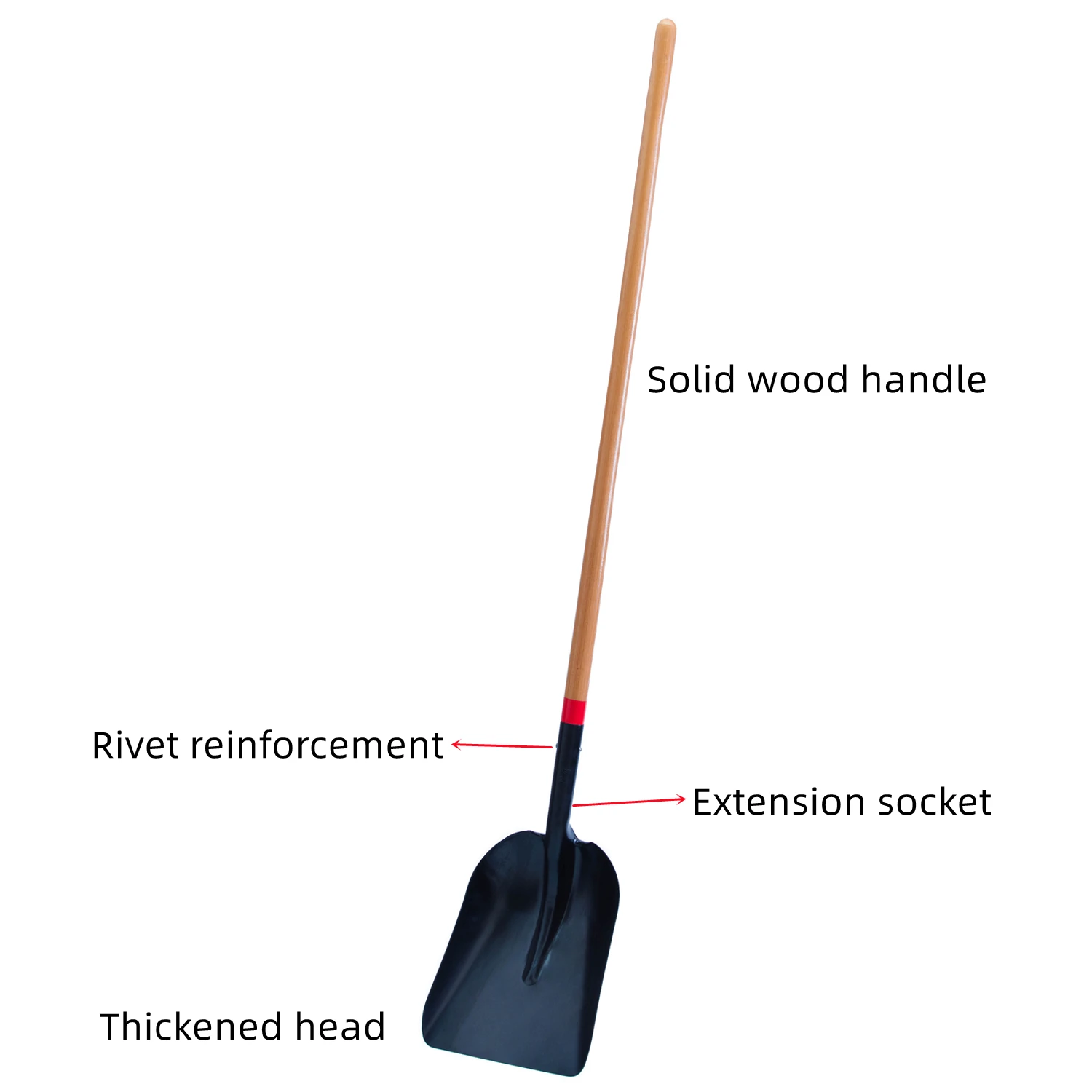 Carbon Steel Snow Shovel Snow Removal Scoop Shovel Grain Scoop with Wood Handle