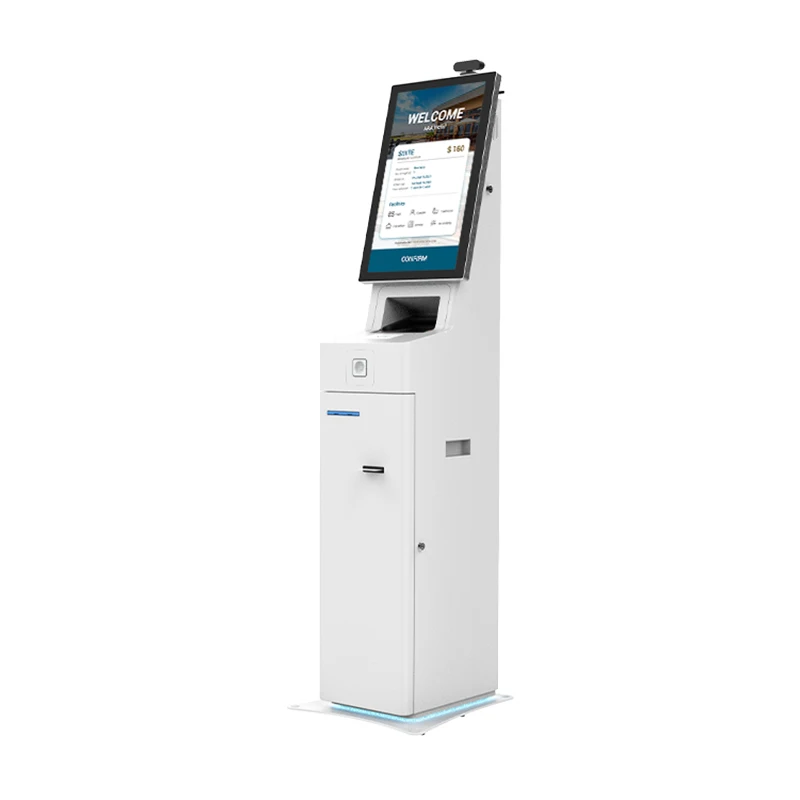 21.5 inches Built-in receipt printer, card-dispenser, scanner self-service ticketing hotel check-in kiosk