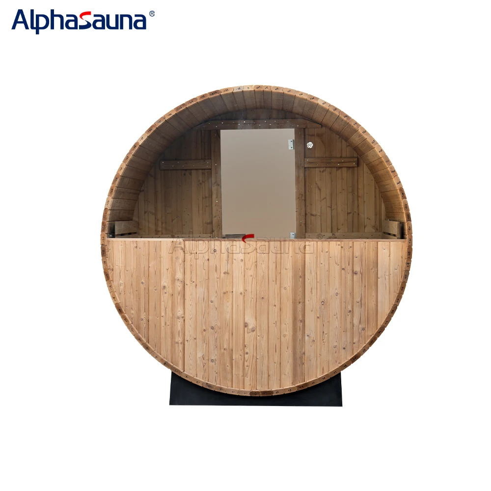 Alpha Sauna Outdoor 2 Person Wet Steam Barrel Sauna Round Wooden Sauna Barrel