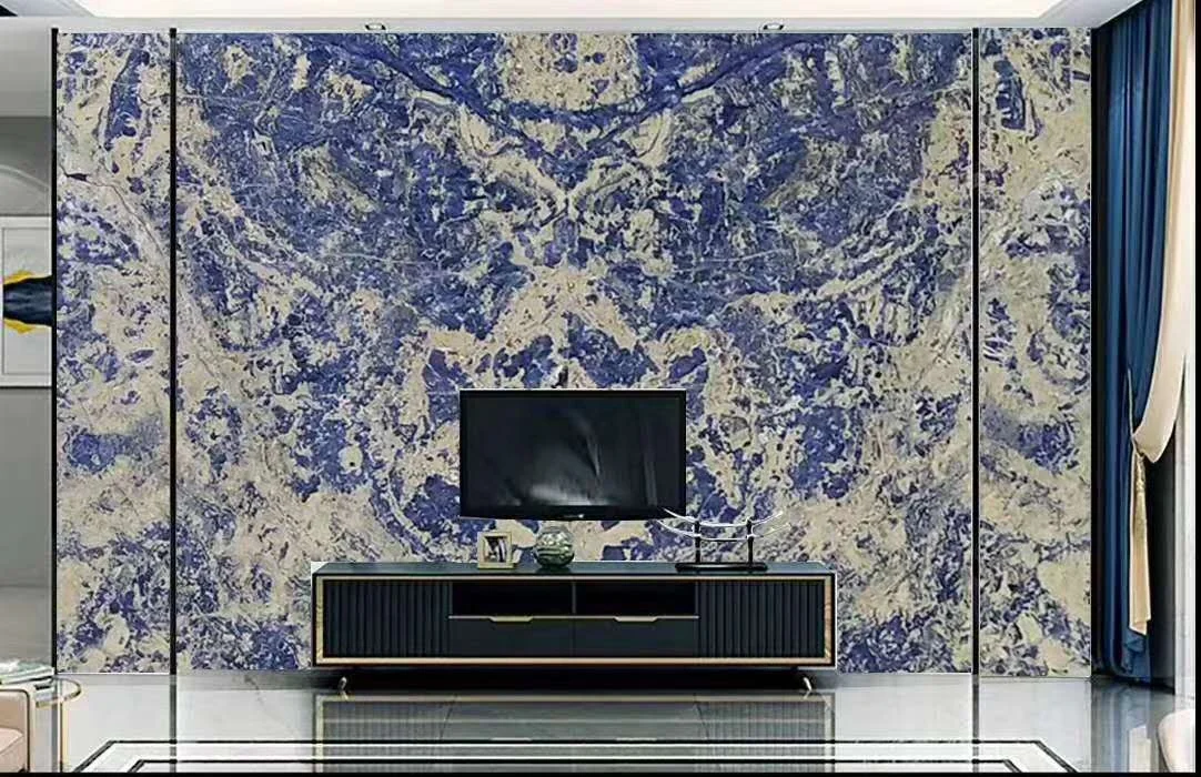 Красивый роскошный камень Боливия синий прозрачный содалитовый Оникс Мраморная книга подходит для фоновой стены