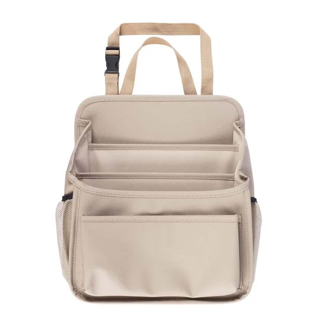 Car Front Seat Organiser with Multi-compartment Mesh Bag Car Interior Leather Passenger Seat Holder Car Storage Bag