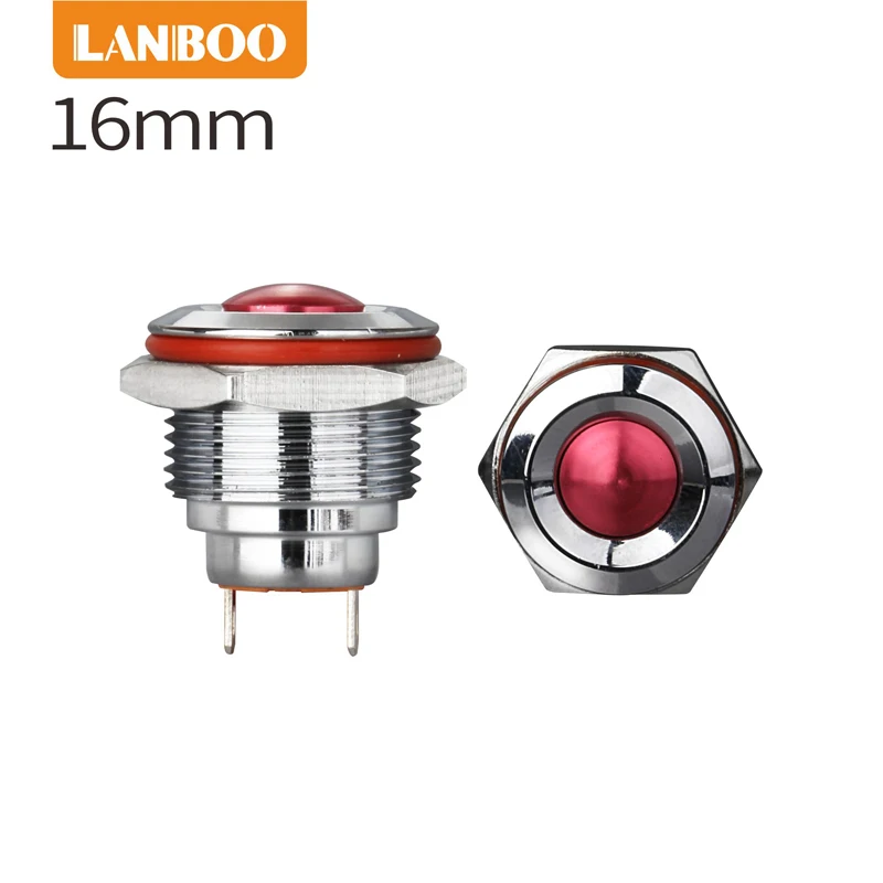 Colored button 16mm yellow color momentary waterproof push button switch