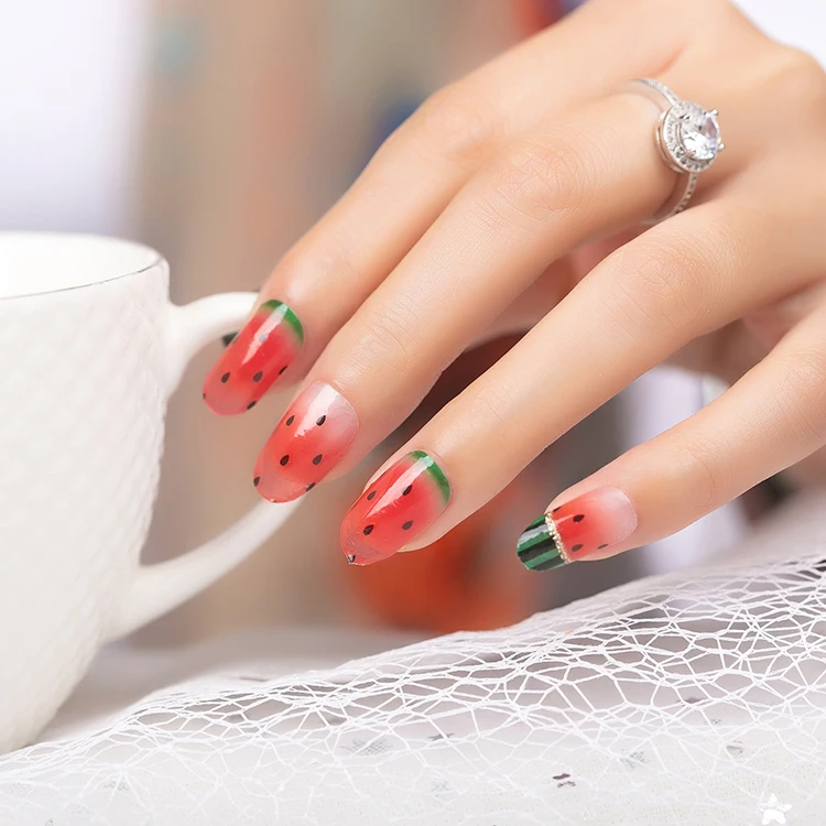 Transparent watermelon for summer holiday 16 strips 100% nail polish strips nail art stickers nail wraps