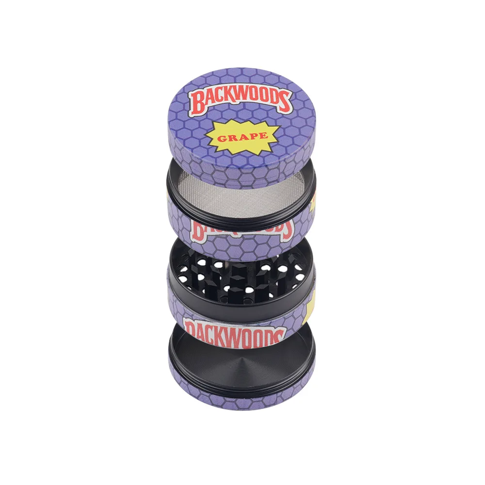 
BEYOU Custom Printed Backwood Tobaco Grinder 4 Layers Zinc Alloy Smoking Weed Herb Grinder 