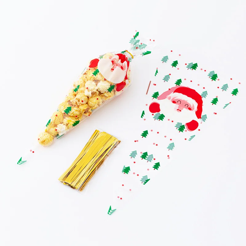 Christmas Birthday Party Supplies Cone Shaped Clear Candy Bags Cellophane Bags Gift Packing Bags For Candy Popcorn