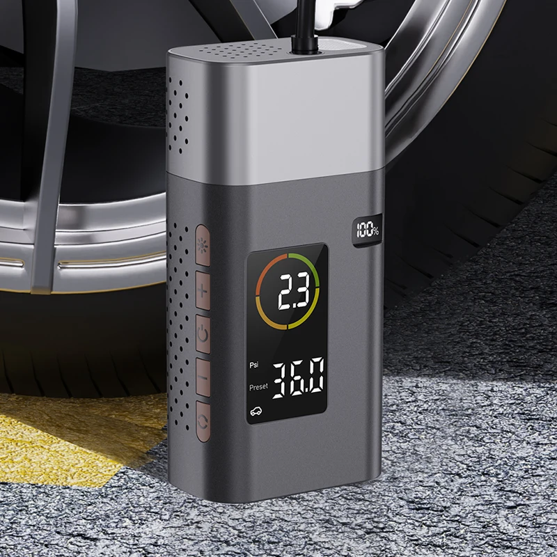 cigarette lighter powered car tire inflator pump with tire repair tool screwdriver needle nose plier