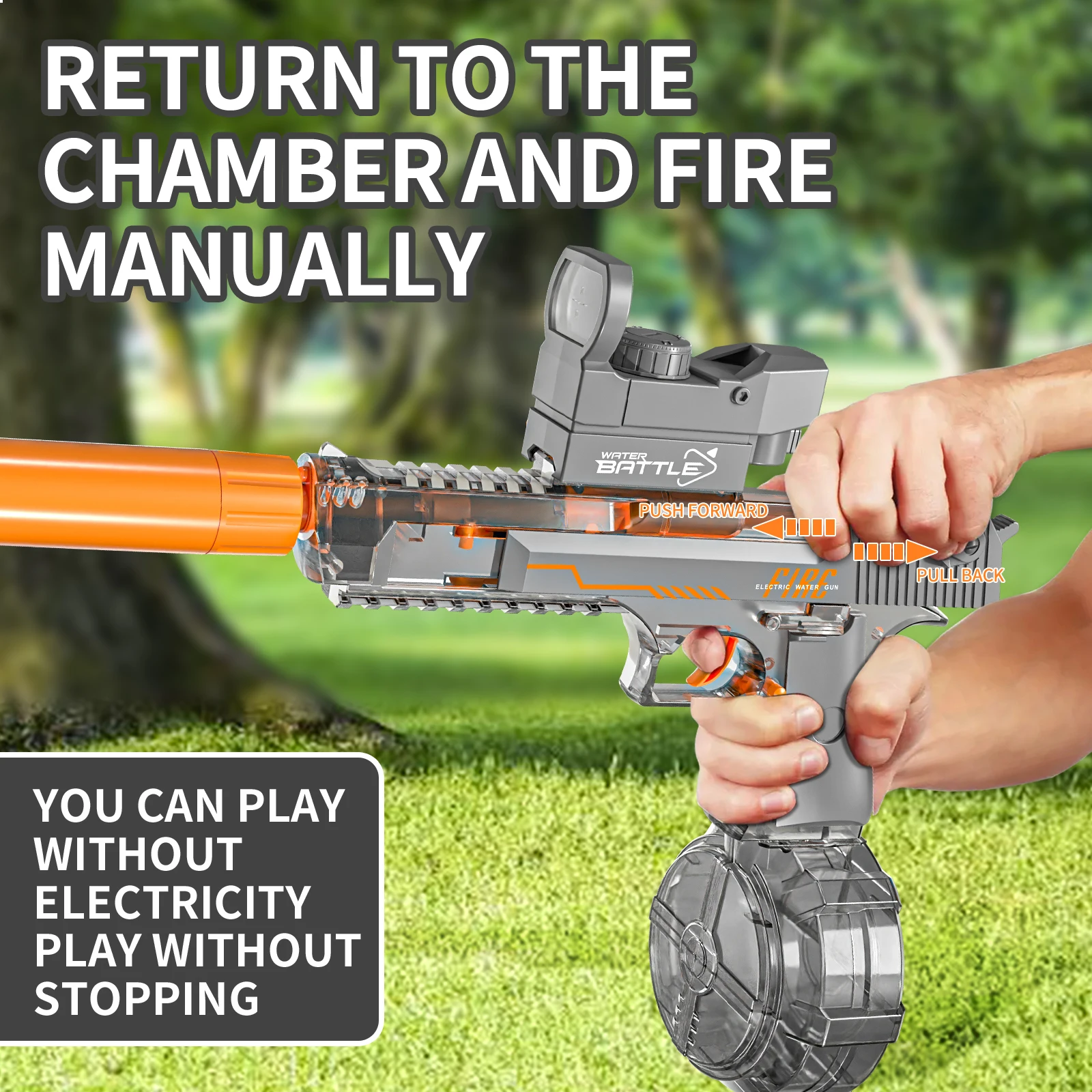 Manufacturers wholesale summer transparent sand eagle linkage electricity water gun kids high-quality outdoor plastic toys 2024