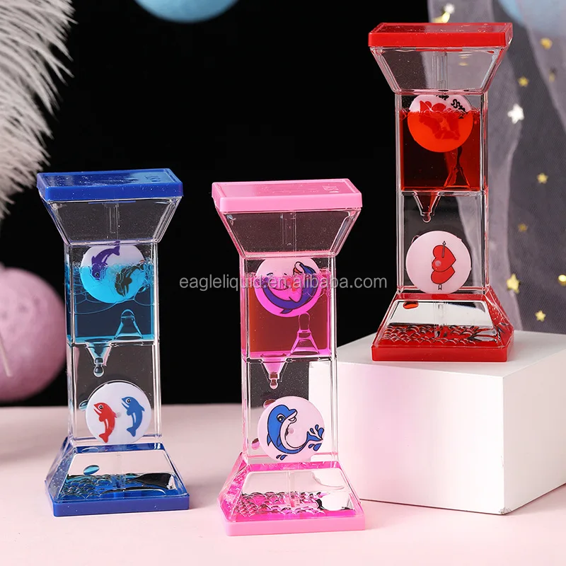 Liquid Sand Timer Hourglass Crafts Room Decoration Two-Color Oil Spill Toys Timer Creative Floating Acrylic Oil Water Drops Drip