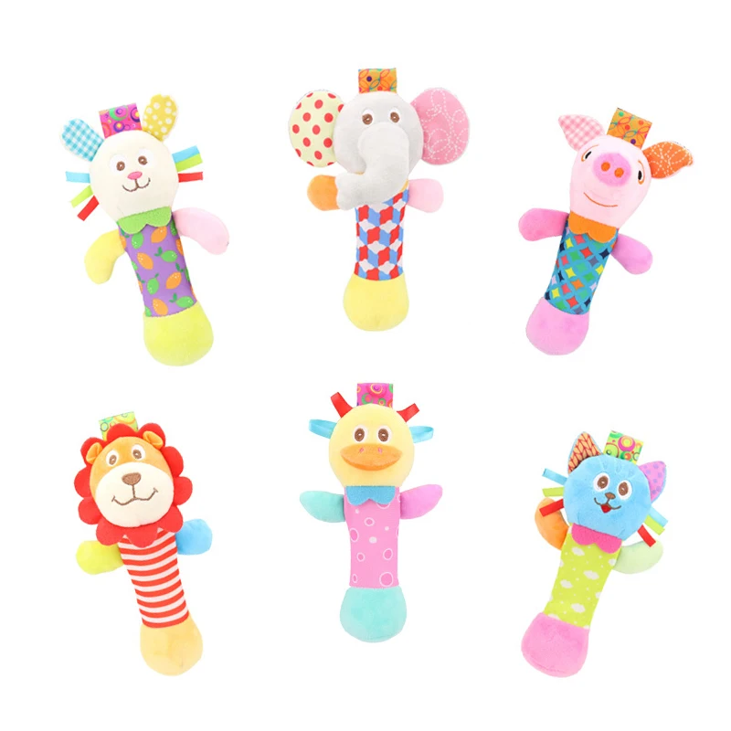 Newborn baby hand stick multifunctional cartoon animal hand holding stick with Bell BB stick E004