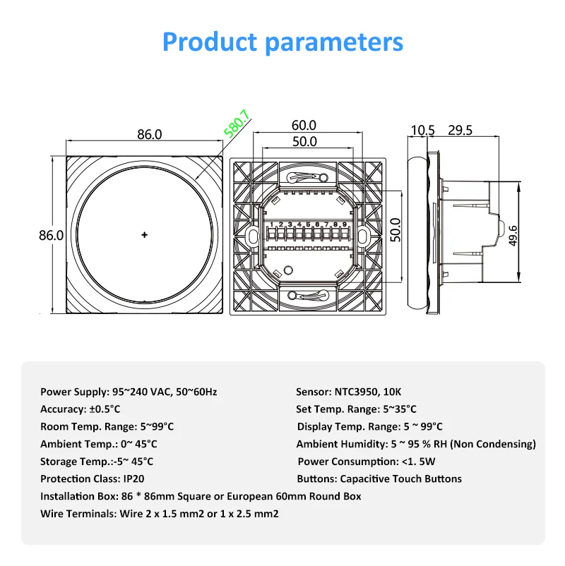 Beca BAC-6001 Thermostat Programmable Digital Nest HVAC Smart Termostato RF Thermostat for Home office Living room