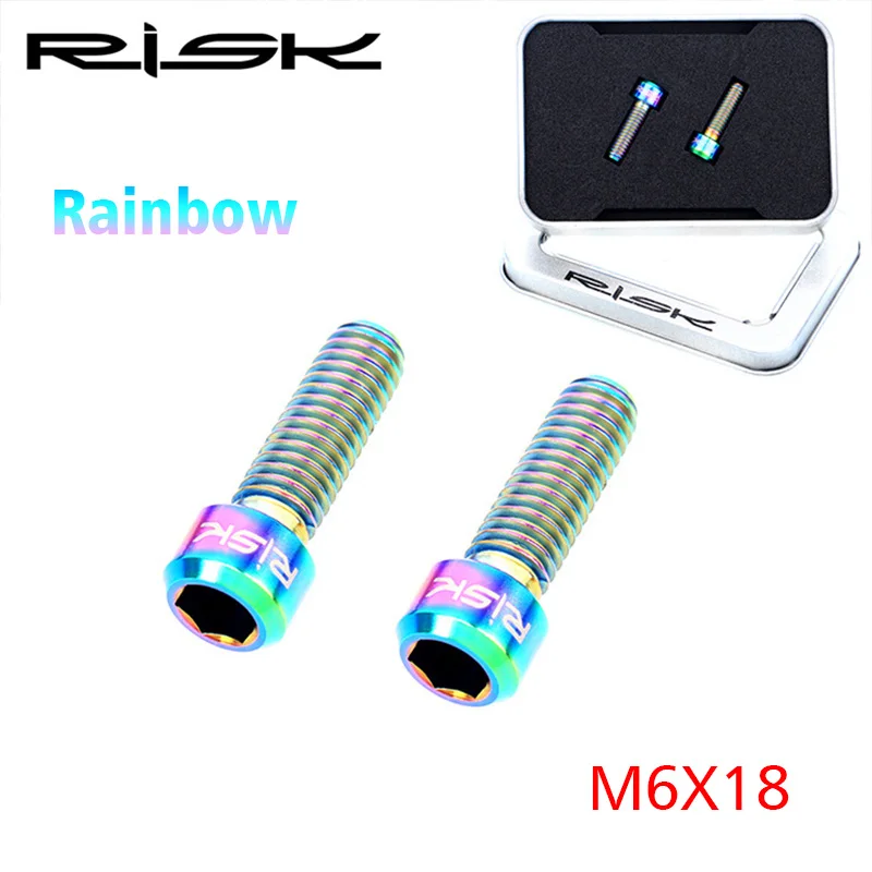 2pcs Risk Titanium Alloy Bike Crank Arm Bolts M6*18mm MTB Mountain Bike Screws Ultralight Cycling Crank Arm Bolts Bike Parts
