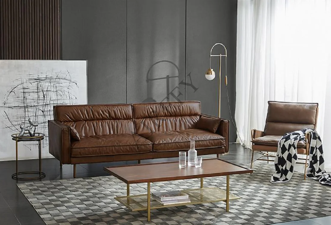 AIRFFY OEM/ODM leather couch design living home luxury genuine leather sofa full leather luxury living room sofa furniture set