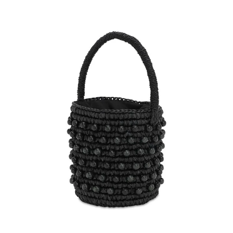 round wooden bead bag mix paper raffia