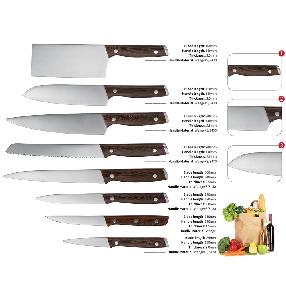 Luxury wooden Forged Cleaver with 3CR13 Stainless steel