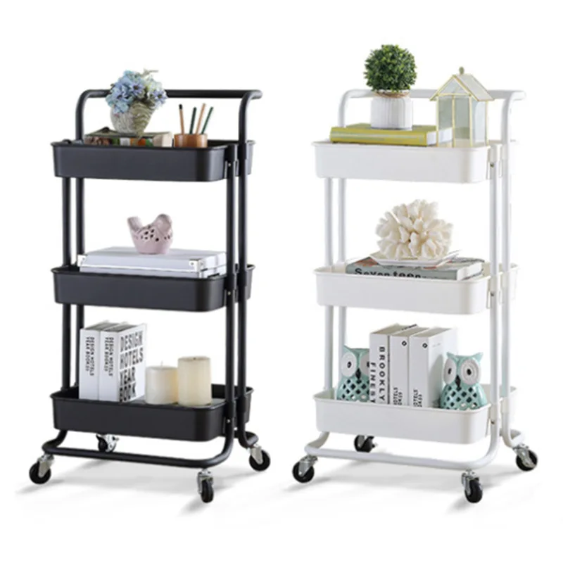 Free sample 3-Tier Metal Rolling Utility Cart Heavy Duty Storage Organizer Cart