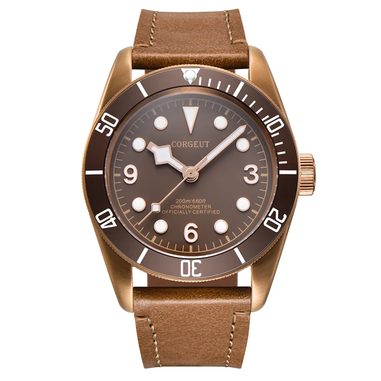 Corgeut New Sales Custom Luxury 41mm Sapphire Crystal NH35 Miyota Automatic 10Bar Dive Men Mechanical Bronze Watches