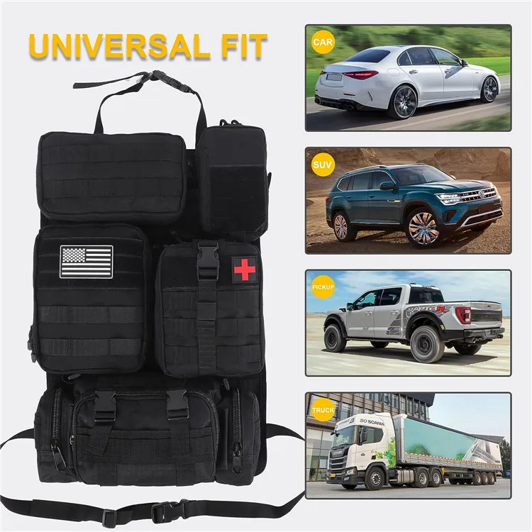 Universal Vehicle Seat Protector Cover Tactical Multifunction Front Car Back Seat Storage Bag Car Truck Back Seat Organizer