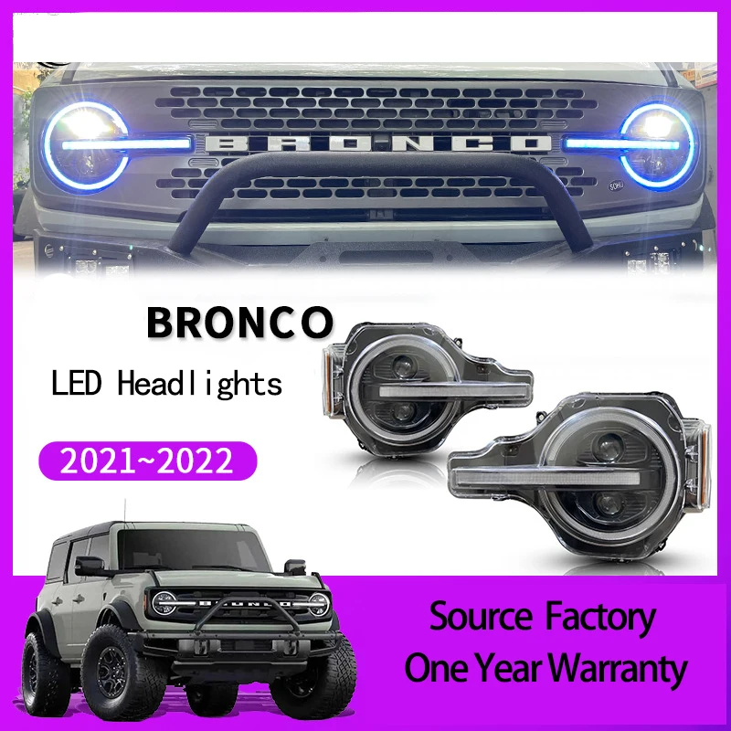 The New  Car LED head Lights daytime running lights headlights  for FORD BRONCO