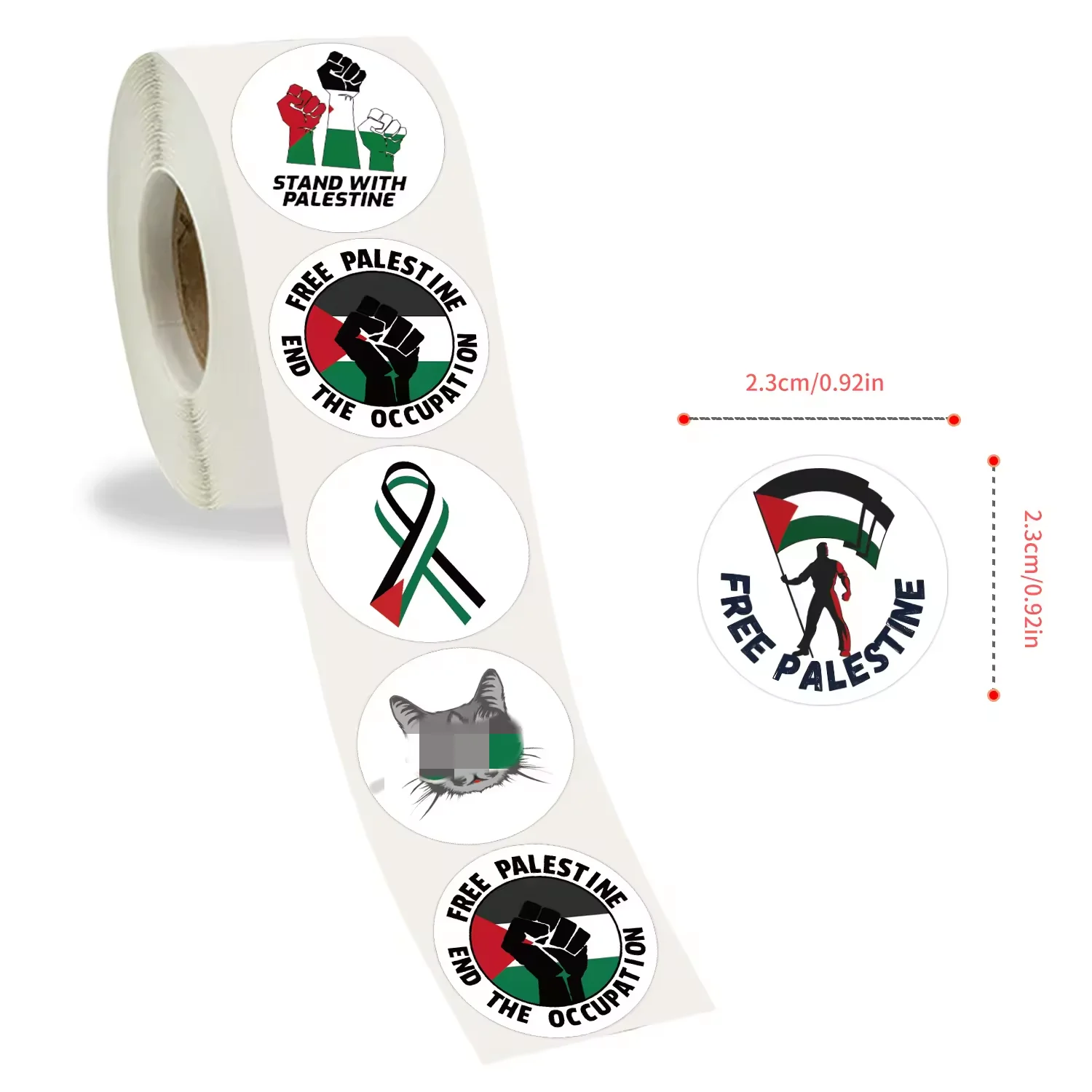 500pcs/roll Custom Stickers Pattern Palestine Car Sticker Waterproof Palestine Flag Stickers For Decoration