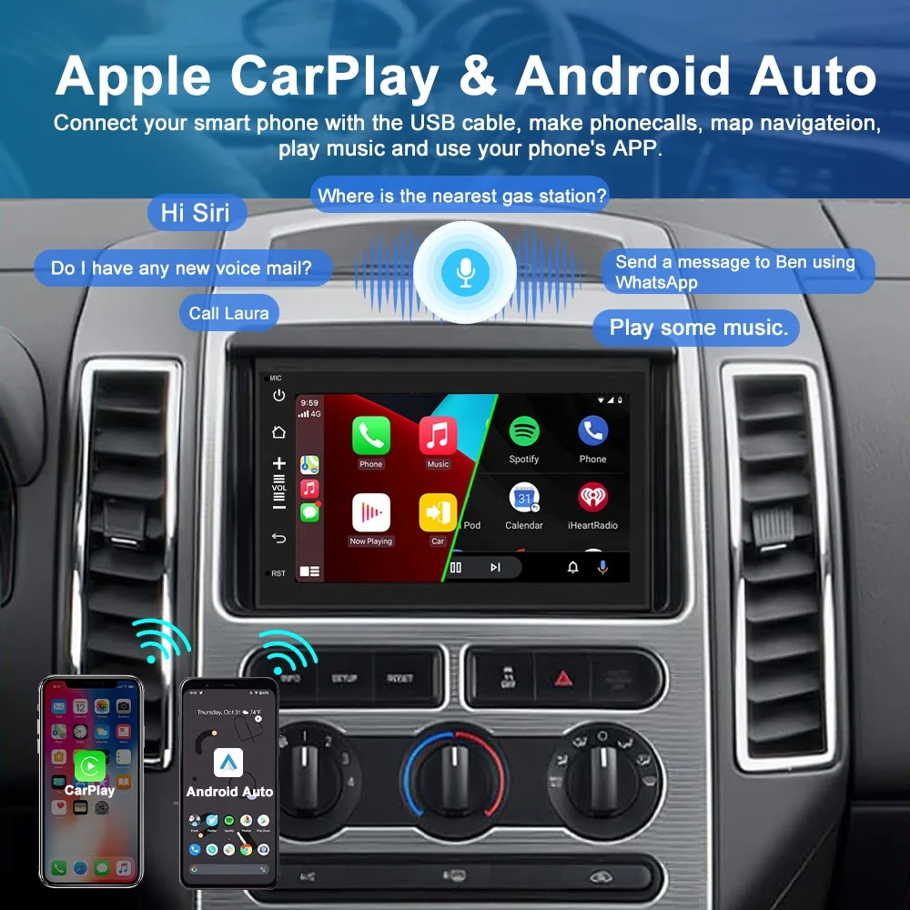 Jmance 7 inch Screen Ram 2GB Rom 32/64GB Wireless Carplay Android Auto 2 Din Car Radio For Ford F150 Explorer Expedition Mustang