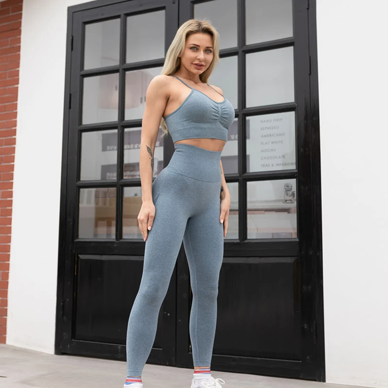 2 Piece Fitness Sets Clothing Yoga Women Scrunch Butt Seamless Workout Sets High Quality Workout Clothing Sports Wear For Women