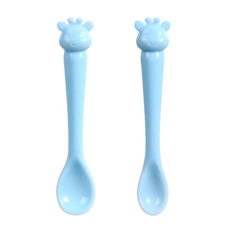 Hot selling cute cartoon design customizable BPA free soft feeding spoon silicone baby