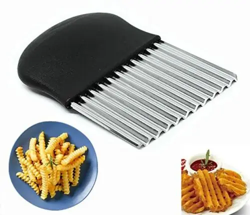Fries Slicer Crinkle Cutter for Chips and Vegetables Wave Shape Knife Stainless Steel Potato Knife Household Vegetable Cutter