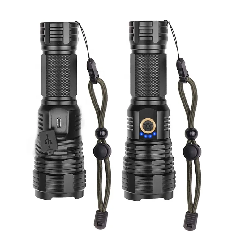 Type-C Rechargeable Emergency Portable Mini EDC P70 High Power Tactical Torch Light Zoom Super Bright Led XHP70 Flashlight