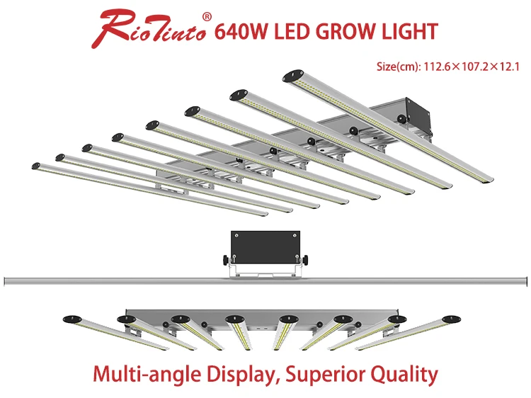 
Latest ST Series ETL cETL Listed 8 Bars LM301B LM301H Chips Full Spectrum 640W Hydroponic Dimmable LED Grow Light 