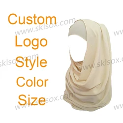Wholesale Latest Ethnic Bulk Women Customized Logo Muslim Color Hijab Islam Scarf Women Muslim Custom Hijab Scarves