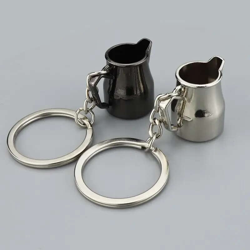 2022 Custom Zinc Alloy Coffee Accessories Key Chain Milk Pitcher Grinder Kettle Coffee Tools Design Keychain