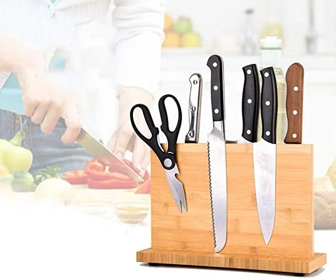 Eco-Friendly Bamboo Wood Enhanced Magnetic Knife Block Holder