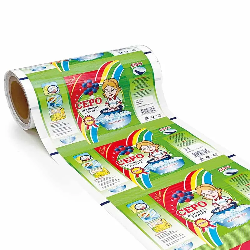 Custom printing CEPO washing powder package film roll hot sealed wrapping roll film PET PE rolls clear polyester film