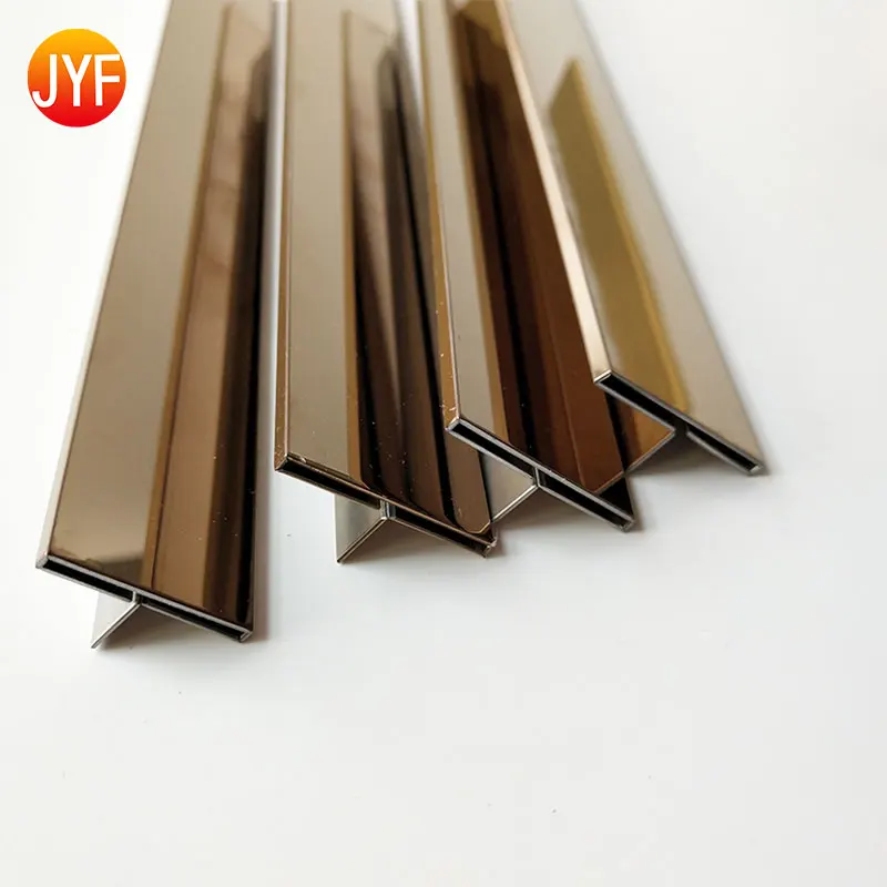 JYFA5107 Decorative Brushed Wall Skirting Metal Strip T Shape Tile Trim 201 Stainless Steel T Profile Ceiling Skirting