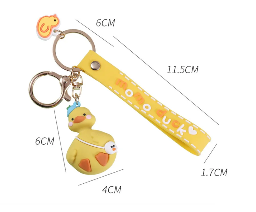 2023 hot sales rubber key ring high quality 3D duck soft PVC  key chain