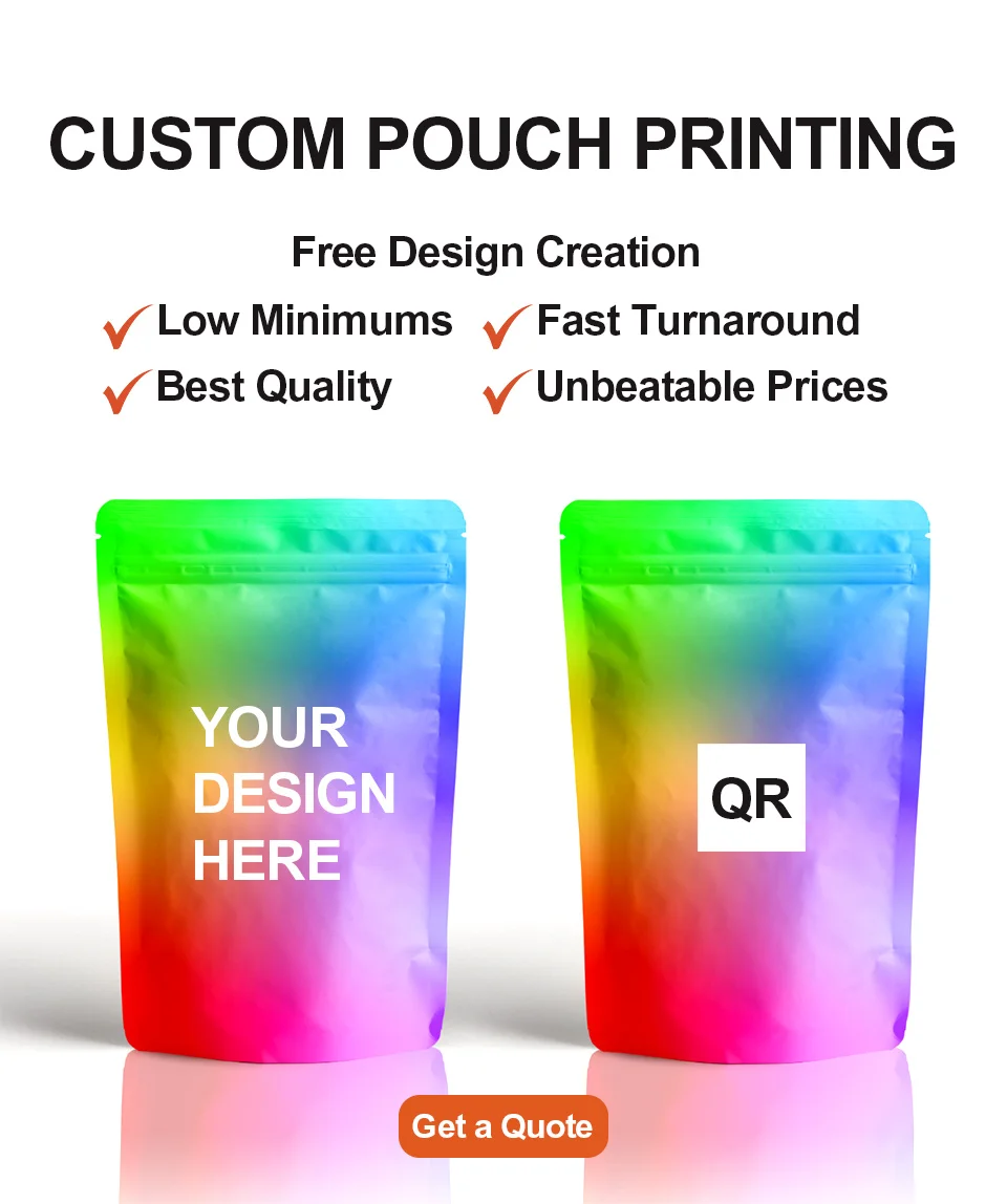 Low MOQ Custom Stand Up Pouch With Zipper For Food Cookie Packaging Zip Lock Foil Bag Plastic Bag Zipper Packaging For Food
