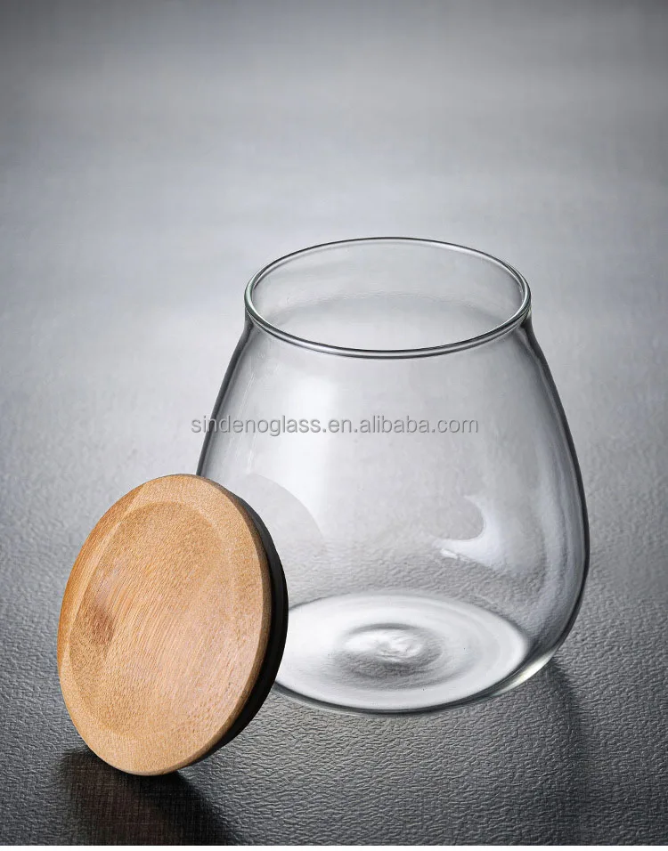 Mushroom Shape Cute Airtight Glass Jar With Bamboo Lid For Food Storage Container For Coffee Bean