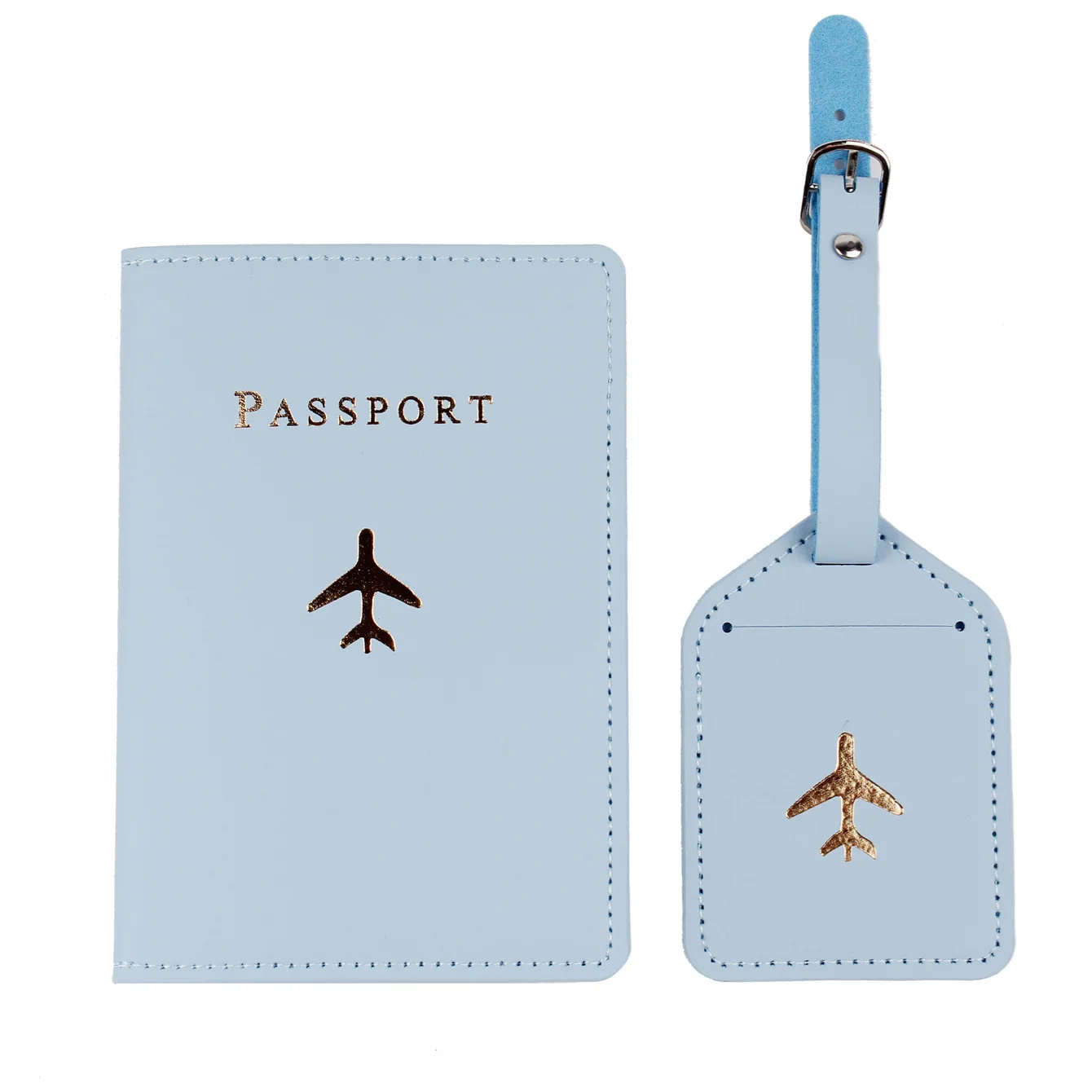 Custom logo travel passport holder set PU leather passport holder and luggage tag set personalized passport holder luggage tag