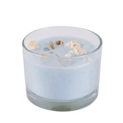 Novelty Style Shell Pillar Jar Natural 2 Wick Blue Scented Candles with Logo