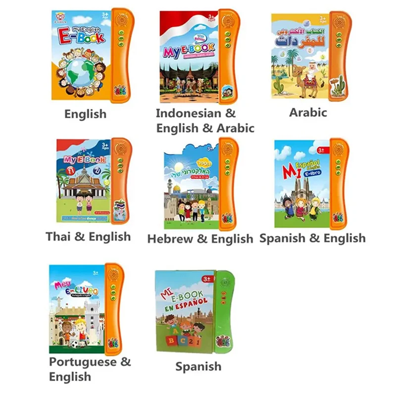 Hot Sale Preschool Kids Reader Electronic Smart Talking Book for learning English and Other Multi-language