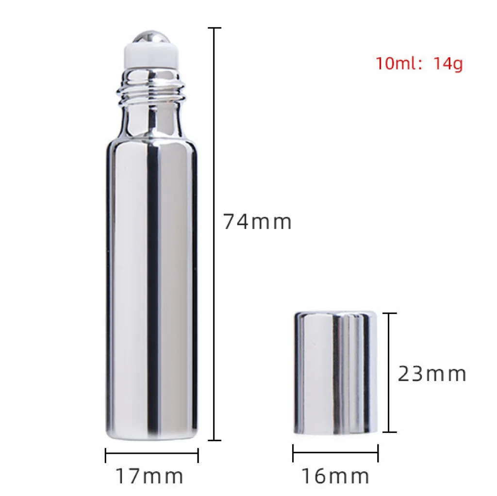 High quality Gold Silver UV Coating Roller Bottle 10ml Roll On Bottle Glass Perfume Bottle With Stainless Steel Roller Ball