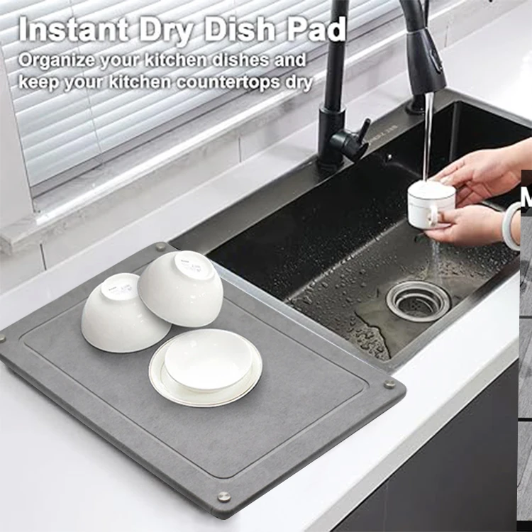 high quality diatomaceous stone dish pad drying mat for kitchen counter diatom