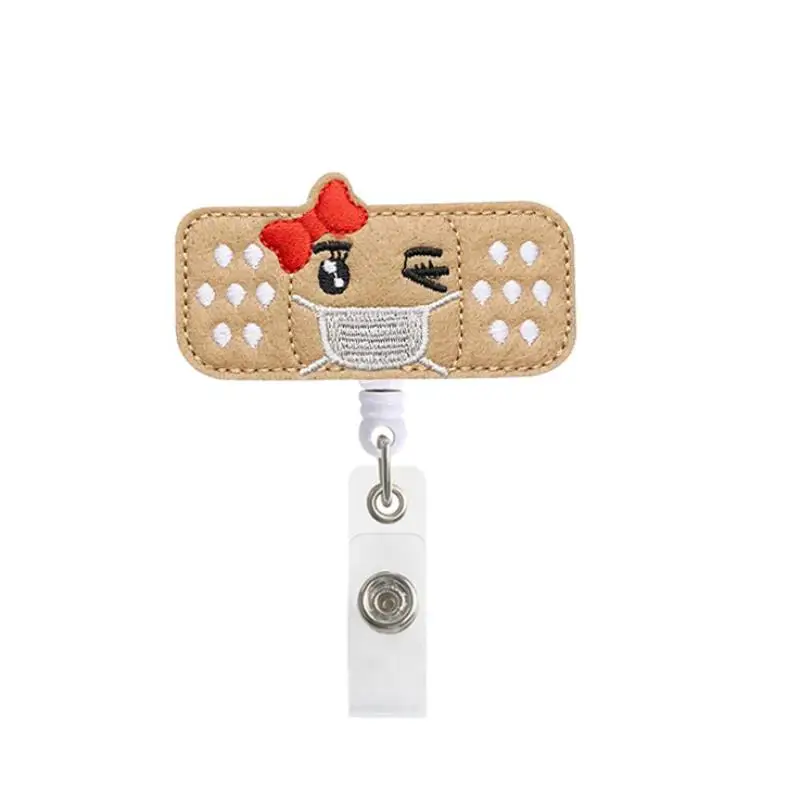 Felt Cartoon Nurse Name Card Nurse Accessories Popular Retractable ID Badge Holder Reel
