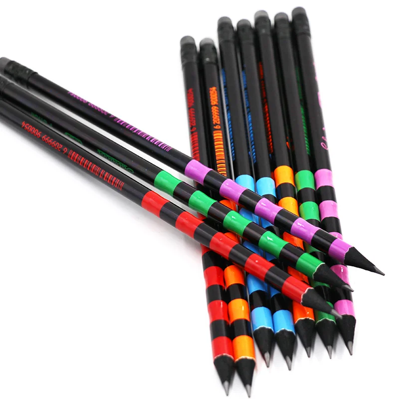 2.2mm HB pencil black wood BAMBOO shaped with eraser Wooden School Packaging Office.