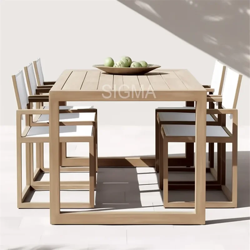 All Weather New Design Garden Furniture Set Patio Solid Teak Wooden Chair Sun Dining Round Rectangular Table 4 6 8 10 12 Person