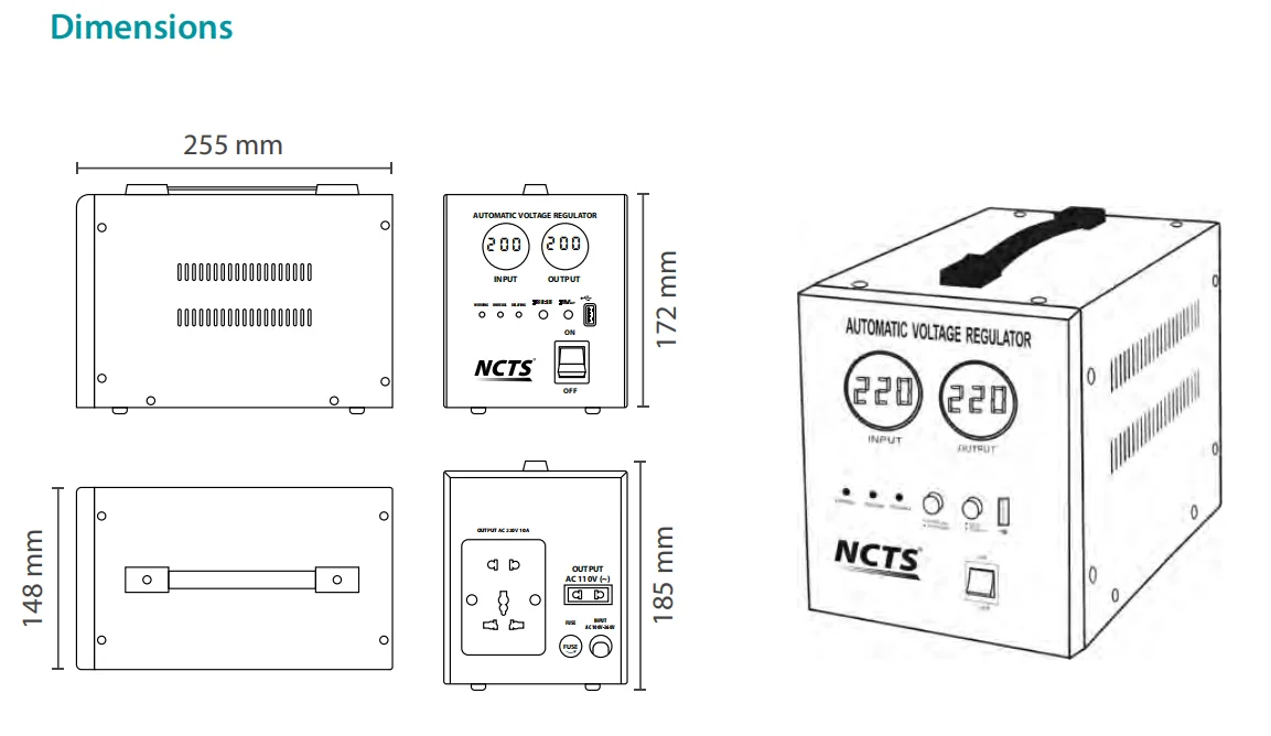Factory Direct Price 1200W 1500VA 5.5A LED Display Automatic Voltage Regulators/Stabilizers Voltage Stabilizer Made In China